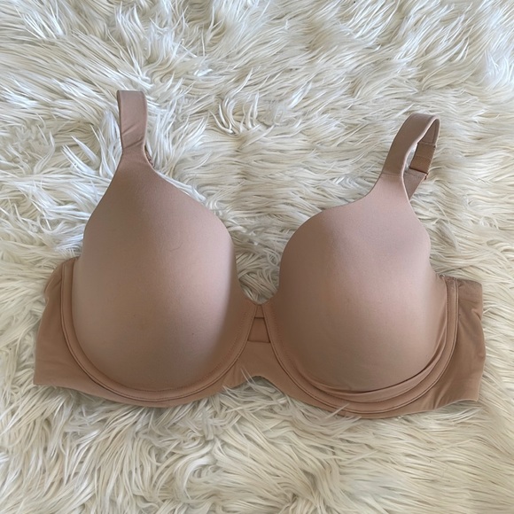 Ambrielle tan underwire padded bra super soft full coverage sz 38DDD criss cross - Picture 1 of 16
